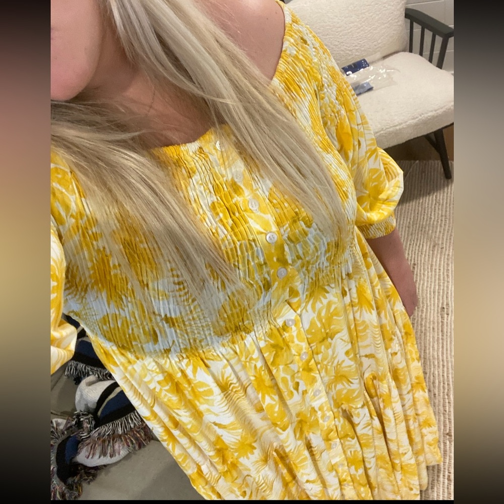 Yellow Floral Off The Shoulder Maxi Dress